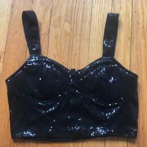 Sequin black crop top/bandu top